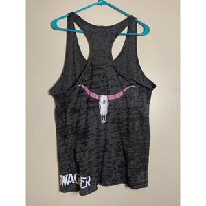 Outlaw Swager XXL Tank Gray Burnout Sheer Racerback Bull Longhorn Country USA